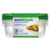 Surefresh Shallow Square Plastic Containers