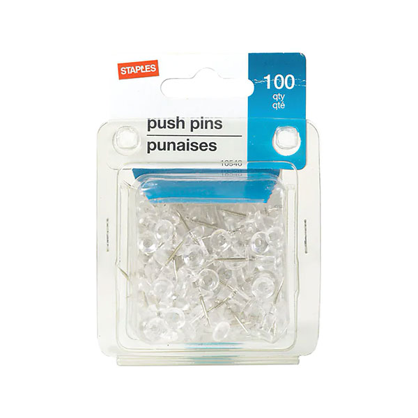 Staples Brand Clear Push Pins
