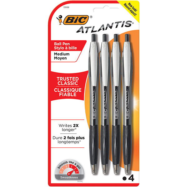 Bic Atlantis Retractable Pen 4Pk