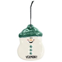 Ceramic Snowman Pom Hat Ornament