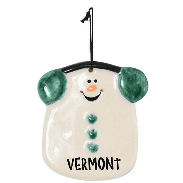 Ceramic Snowman With Earmuffs Ornament