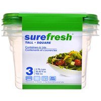 Surefresh Tall Square Plastic Containers