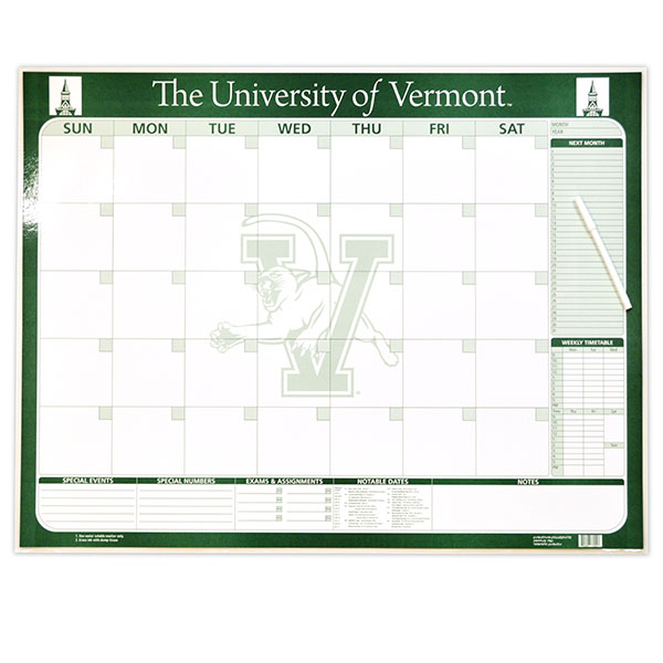UVM Dry Erase Calendar (SKU 125725401276)