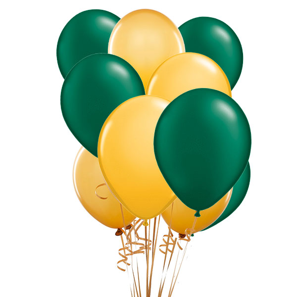 Green & Gold Latex Balloon 10 Pack (SKU 127134171121)