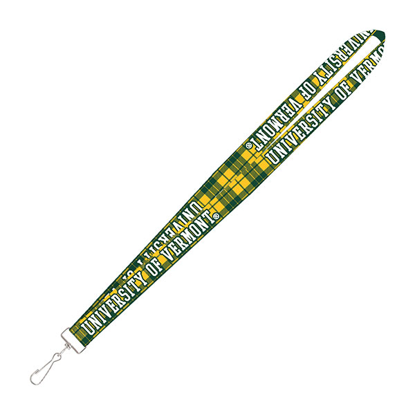 Green & Gold Plaid Spellout Lanyard