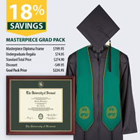    Bachelor Regalia & Masterpiece Diploma Frame GRAD Pack