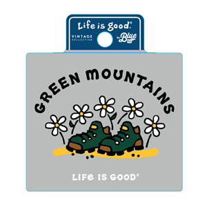 Life Is Good Green Mountains Hiking Sticker - main view