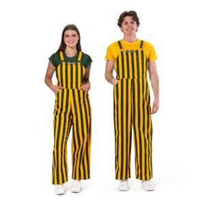 Image of Game Bibs Green & Gold Striped Overalls