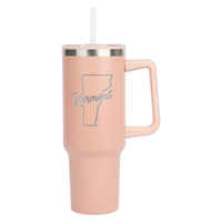 Image of VERMONT SCRIPTED THROUGH STATE INSULATED MUG -  peach