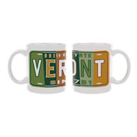 Image of VERMONT LICENSE PLATE MUG -  white