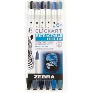Zebra Clickart Rt Marker Pen Nightscape 6Pk - main view