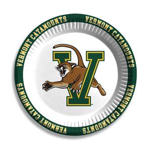 Image of Pack of 25 heavyweight paper plates from Spirit Products feature a full-color design with the V/Cat logo in the middle and "Verm