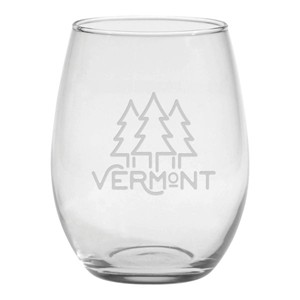 Pine Trees Vermont Stemless Wine Glass - main view